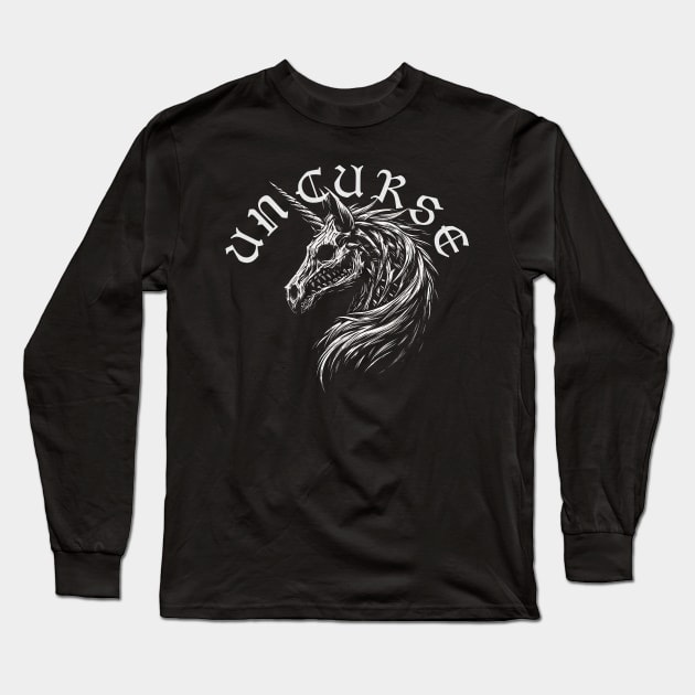 Creepy Gothic Unicorn or Unicurse? Long Sleeve T-Shirt by MetalByte